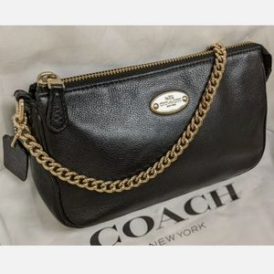 Coach Black Pebbled Leather Clutch Wristlet